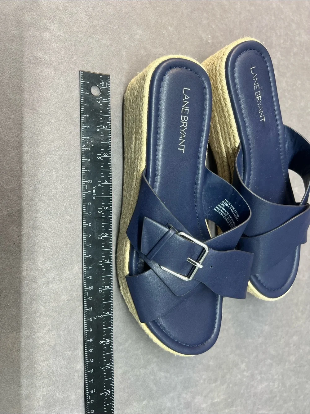 Lane Bryant Navy Espadrille Wedge Slide Sandals